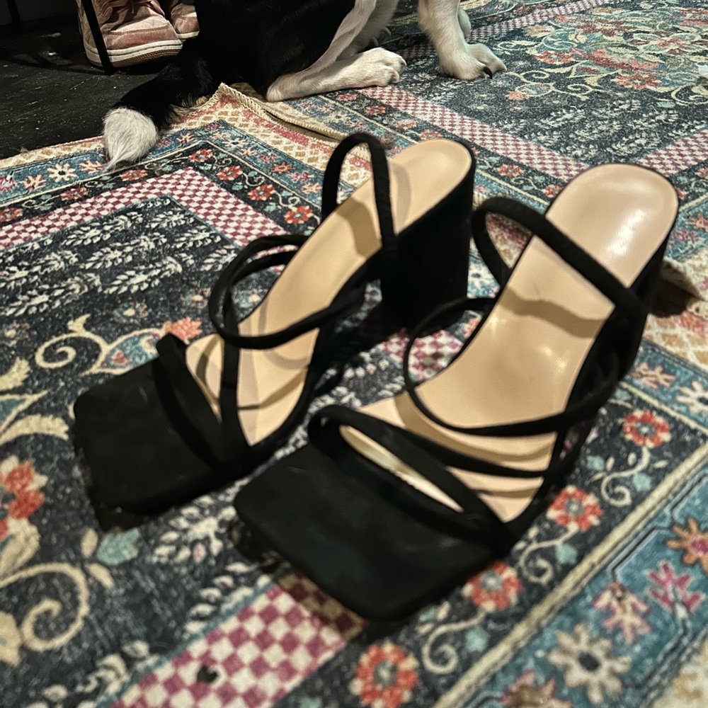 Elegant Black Strappy Women's Heels